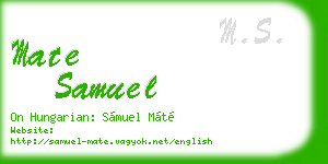 mate samuel business card